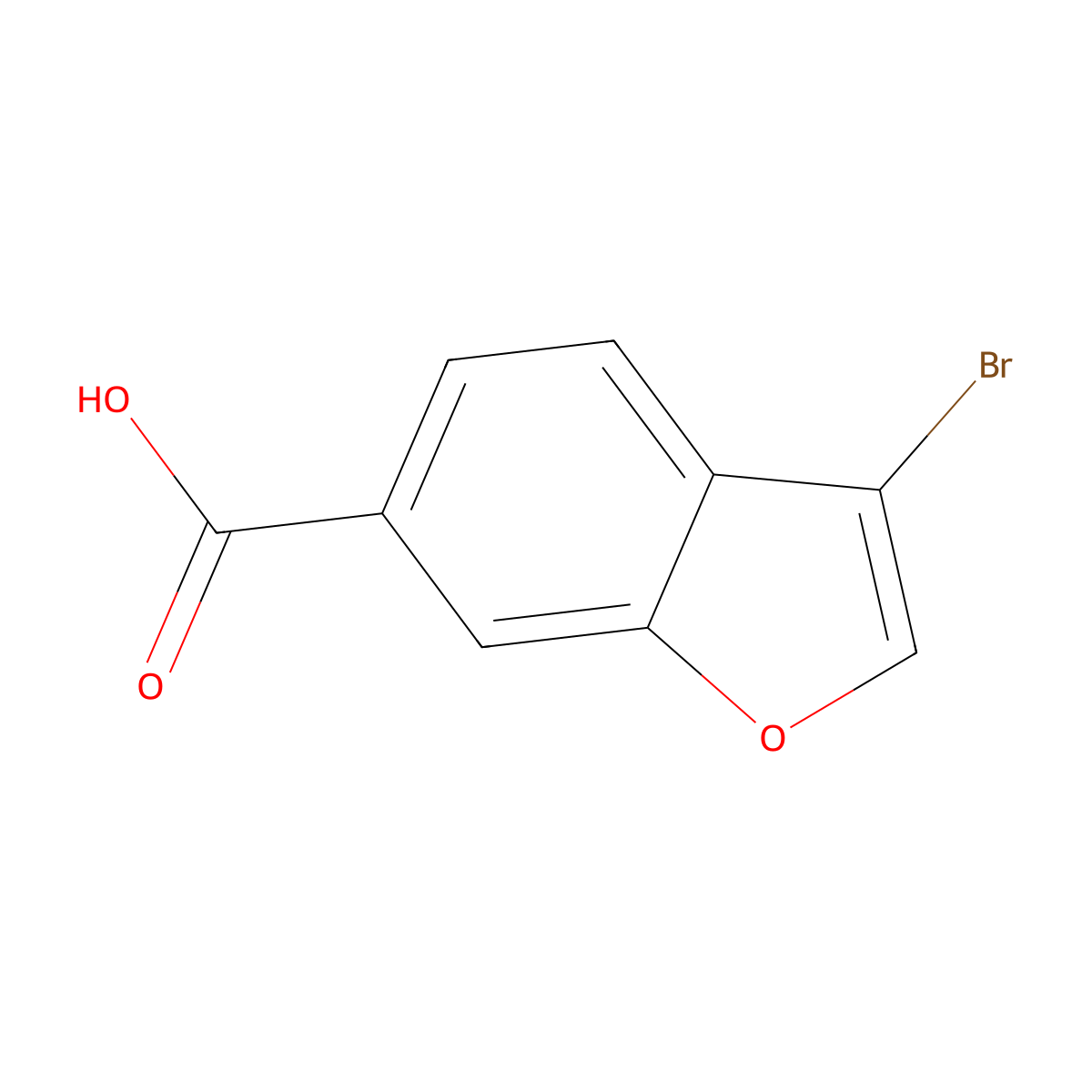 3-Bromo-1-benzofuran-6-carboxylic acid molecular structure, CAS 588703-55-3