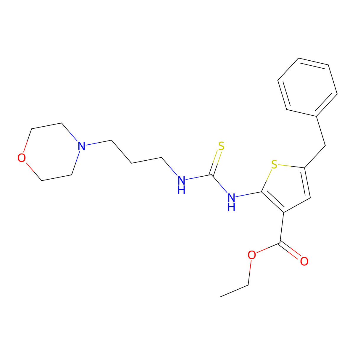 Ethyl 5-benzyl-2-({[3-(morpholin-4-yl)propyl]carbamothioyl}amino)thiophene-3-carboxylate molecular structure, CAS 588710-97-8