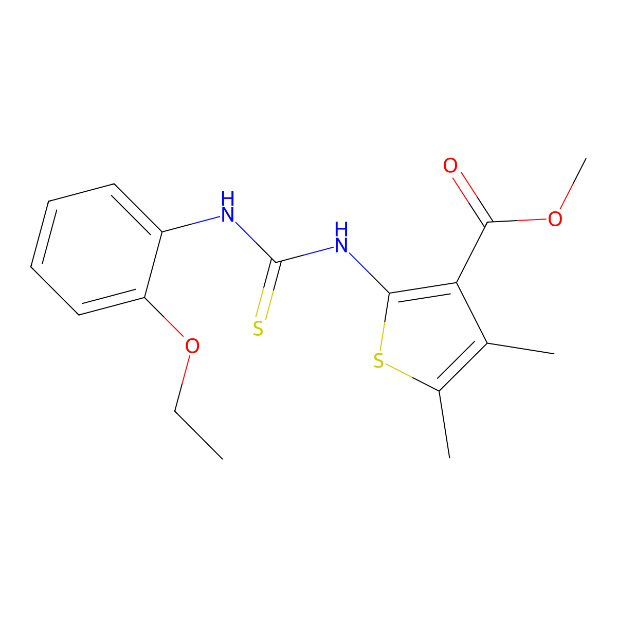 Methyl 2-{[(2-ethoxyphenyl)carbamothioyl]amino}-4,5-dimethylthiophene-3-carboxylate molecular structure, CAS 588711-15-3