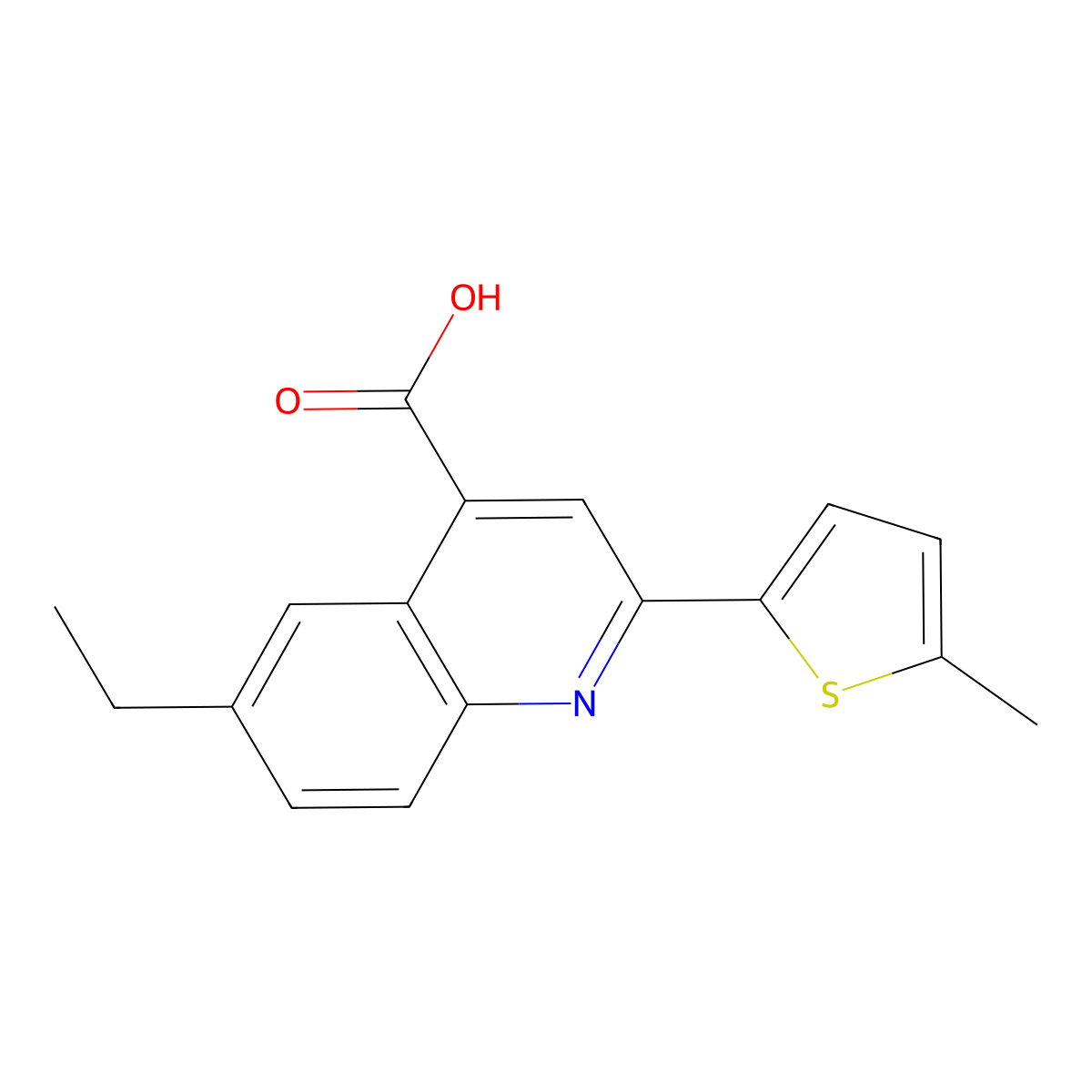 6-Ethyl-2-(5-methylthiophen-2-yl)quinoline-4-carboxylic acid molecular structure, CAS 588711-29-9