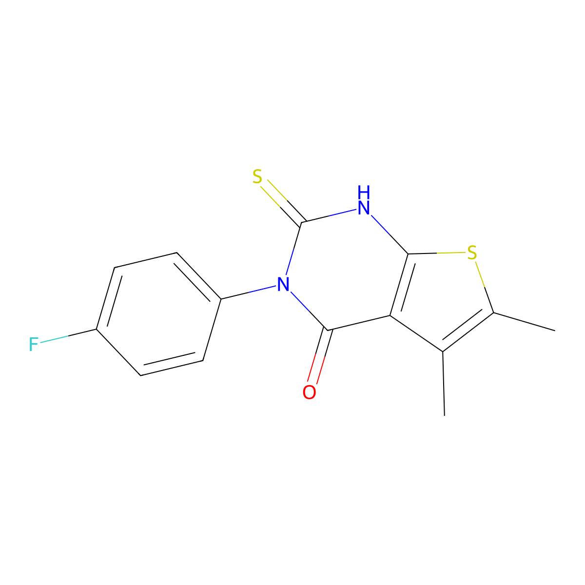 3-(4-fluorophenyl)-5,6-dimethyl-2-sulfanyl-3H,4H-thieno[2,3-d]pyrimidin-4-one molecular structure, CAS 588711-33-5