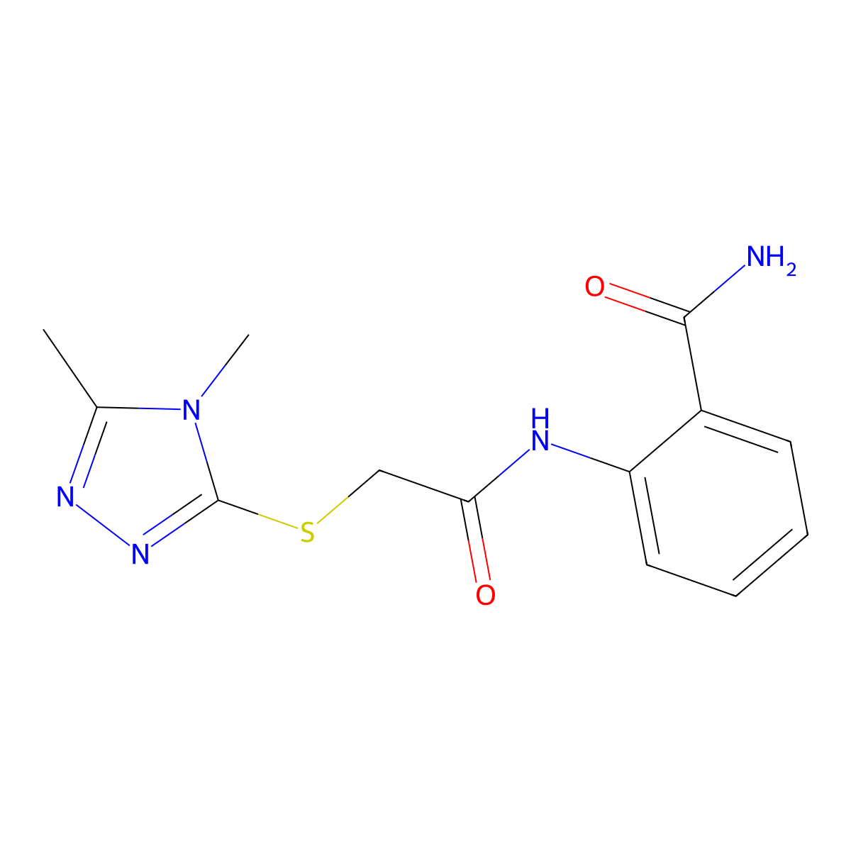 2-[[2-[(4,5-Dimethyl-1,2,4-triazol-3-yl)sulfanyl]acetyl]amino]benzamide molecular structure, CAS 588712-10-1