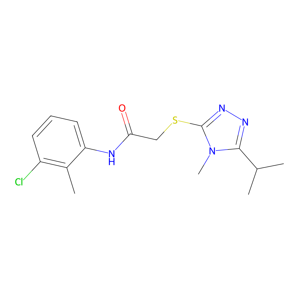 N-(3-chloro-2-methylphenyl)-2-[(4-methyl-5-propan-2-yl-1,2,4-triazol-3-yl)sulfanyl]acetamide molecular structure, CAS 588712-14-5