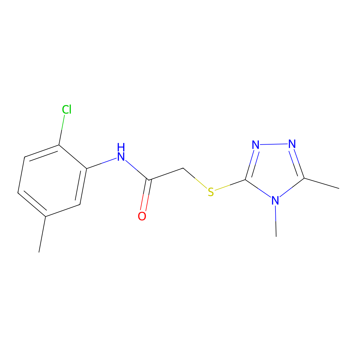 N-(2-chloro-5-methylphenyl)-2-[(4,5-dimethyl-1,2,4-triazol-3-yl)sulfanyl]acetamide molecular structure, CAS 588712-39-4