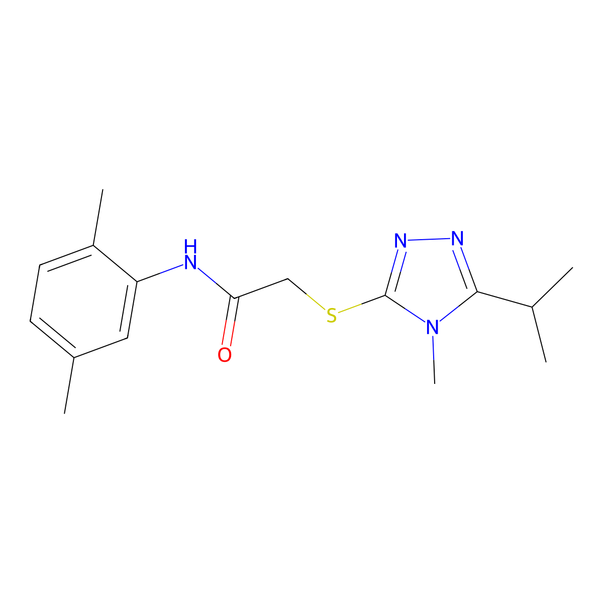 N-(2,5-dimethylphenyl)-2-[(4-methyl-5-propan-2-yl-1,2,4-triazol-3-yl)sulfanyl]acetamide molecular structure, CAS 588713-04-6