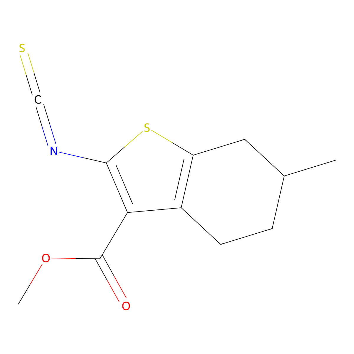 Methyl 2-isothiocyanato-6-methyl-4,5,6,7-tetrahydro-1-benzothiophene-3-carboxylate molecular structure, CAS 588713-28-4