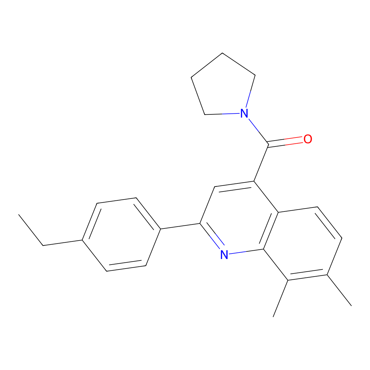[2-(4-Ethylphenyl)-7,8-dimethylquinolin-4-yl]-pyrrolidin-1-ylmethanone molecular structure, CAS 588713-40-0