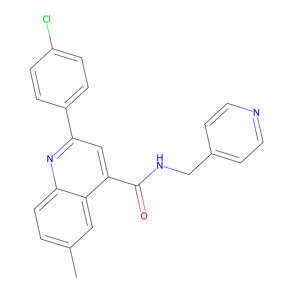 2-(4-chlorophenyl)-6-methyl-N-(pyridin-4-ylmethyl)quinoline-4-carboxamide molecular structure, CAS 588714-13-0