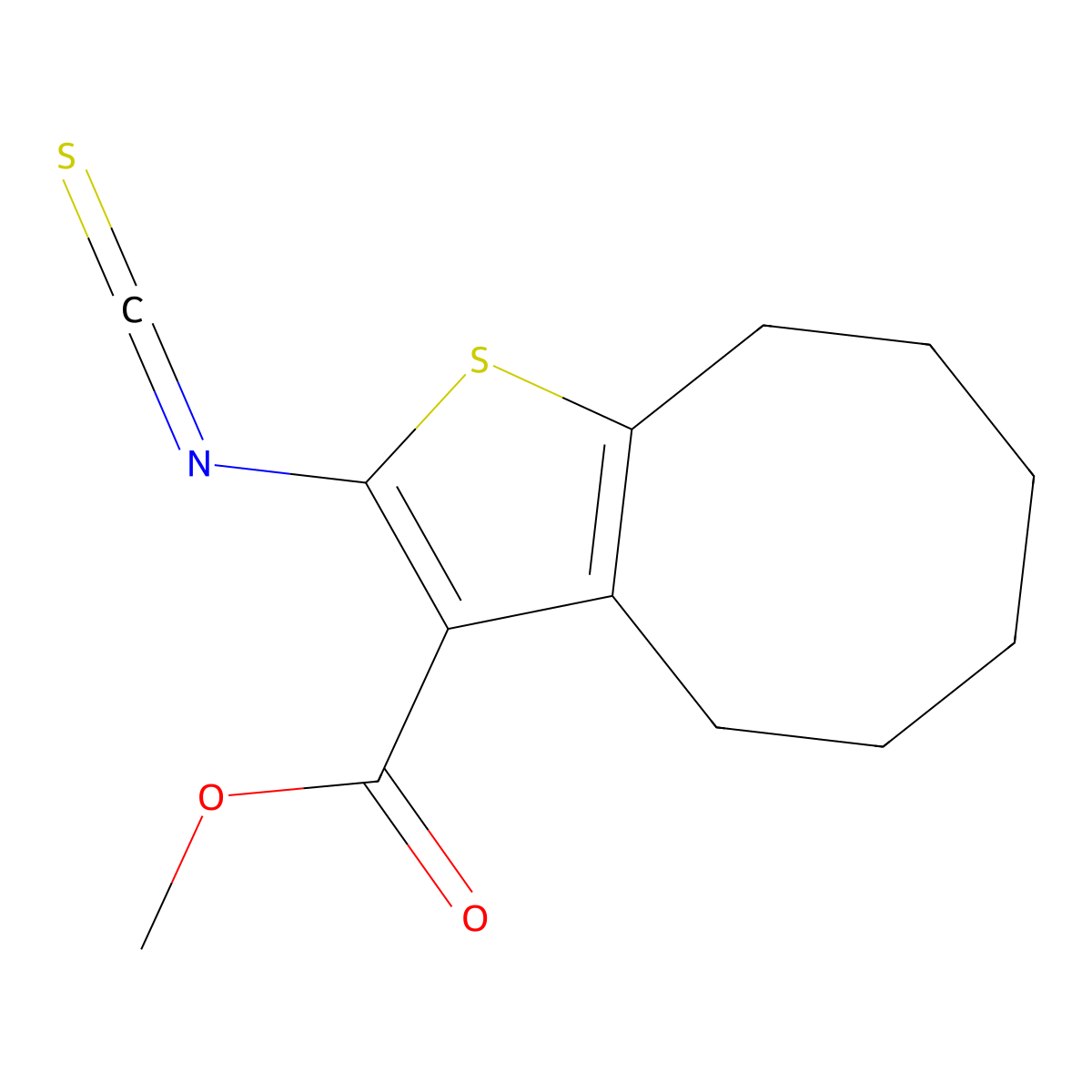 Methyl 2-isothiocyanato-4,5,6,7,8,9-hexahydrocycloocta[b]thiophene-3-carboxylate molecular structure, CAS 588714-23-2