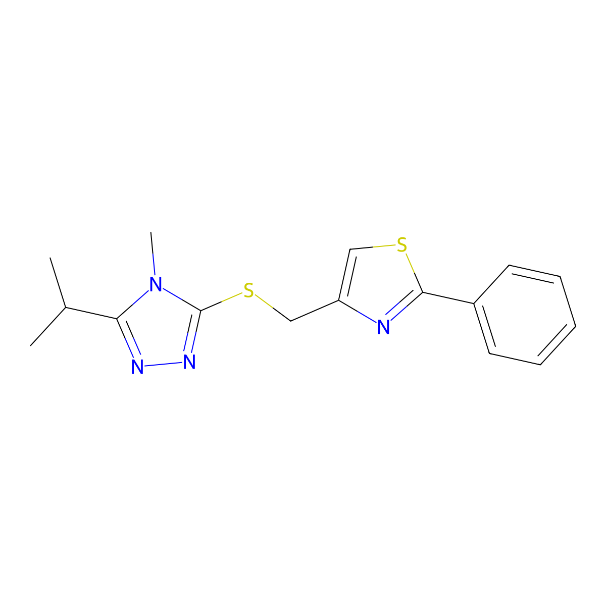4-[(4-Methyl-5-propan-2-yl-1,2,4-triazol-3-yl)sulfanylmethyl]-2-phenyl-1,3-thiazole molecular structure, CAS 588714-28-7