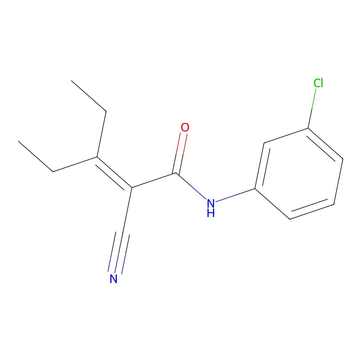N-(3-Chlorophenyl)-2-cyano-3-ethyl-2-pentenamide molecular structure, CAS 588714-49-2