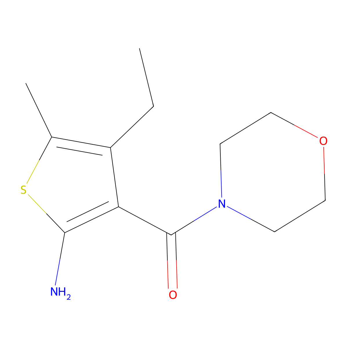 4-Ethyl-5-methyl-3-(morpholin-4-ylcarbonyl)thien-2-ylamine molecular structure, CAS 588714-52-7