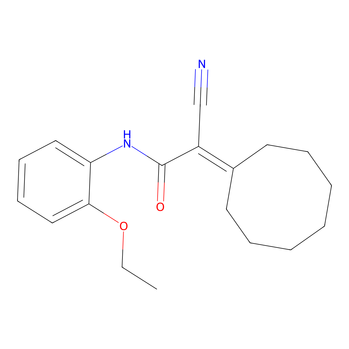 2-Cyano-2-cyclooctylidene-N-(2-ethoxyphenyl)acetamide molecular structure, CAS 588714-53-8