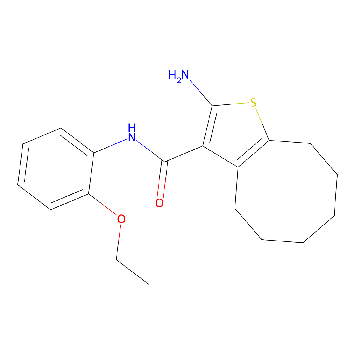 2-amino-N-(2-ethoxyphenyl)-4,5,6,7,8,9-hexahydrocycloocta[b]thiophene-3-carboxamide molecular structure, CAS 588714-54-9