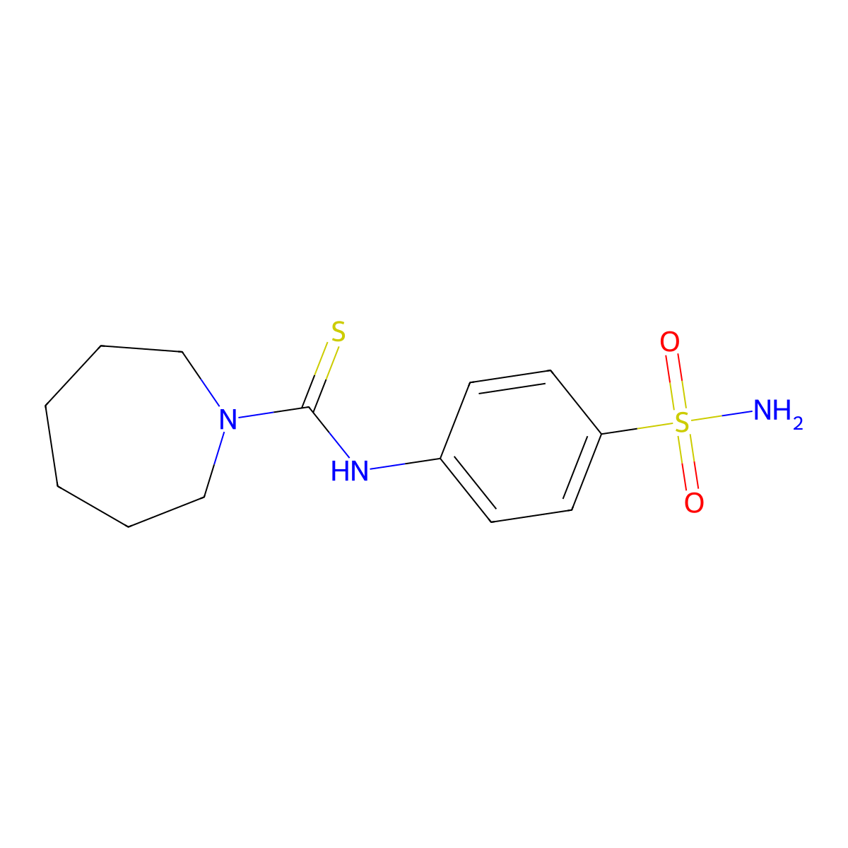 N-(4-sulfamoylphenyl)azepane-1-carbothioamide molecular structure, CAS 588715-27-9