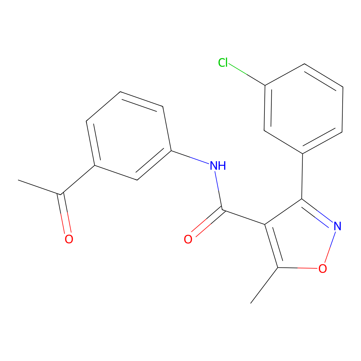 N-(3-acetylphenyl)-3-(3-chlorophenyl)-5-methyl-1,2-oxazole-4-carboxamide molecular structure, CAS 588715-52-0