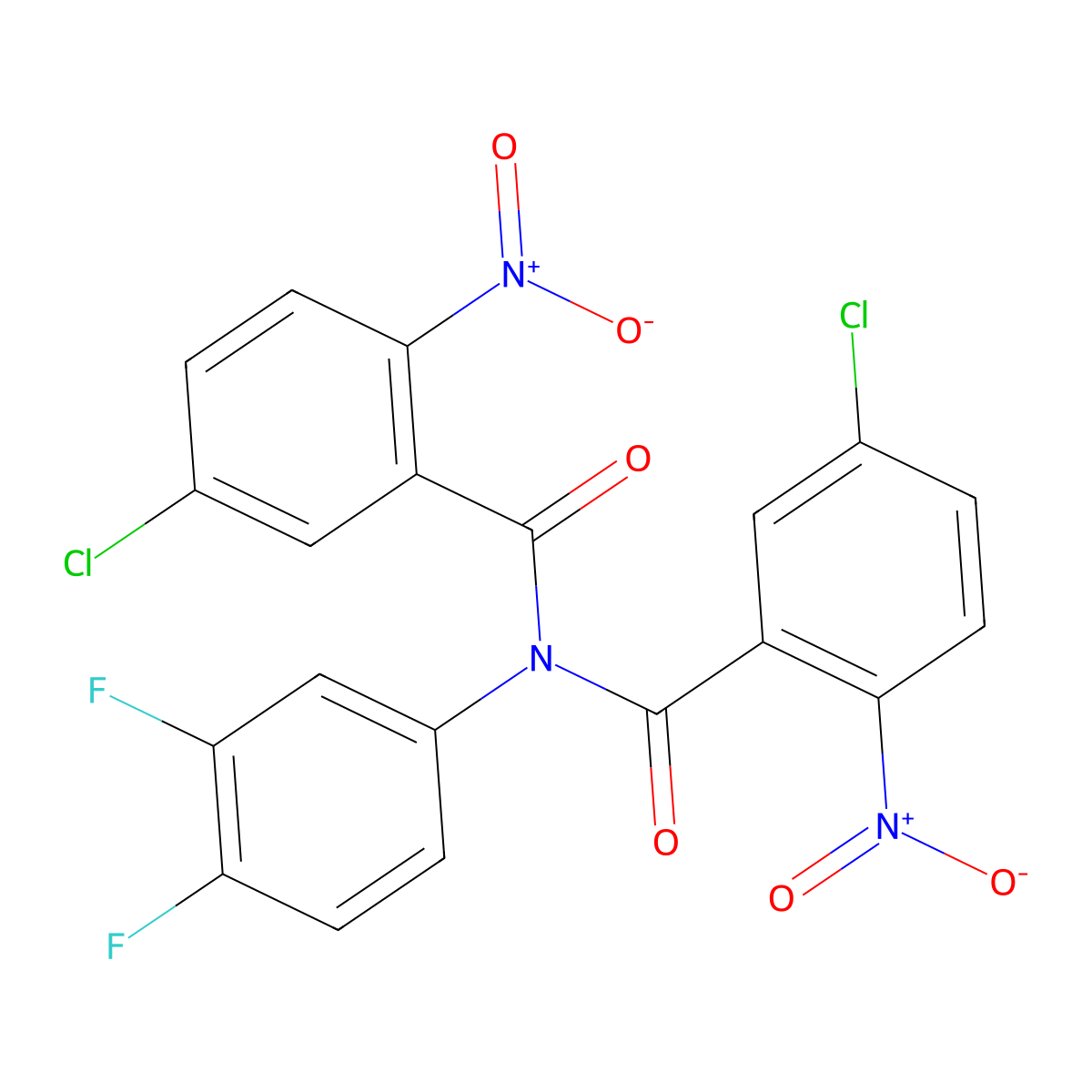 5-chloro-N-(5-chloro-2-nitrobenzoyl)-N-(3,4-difluorophenyl)-2-nitrobenzamide molecular structure, CAS 588715-58-6