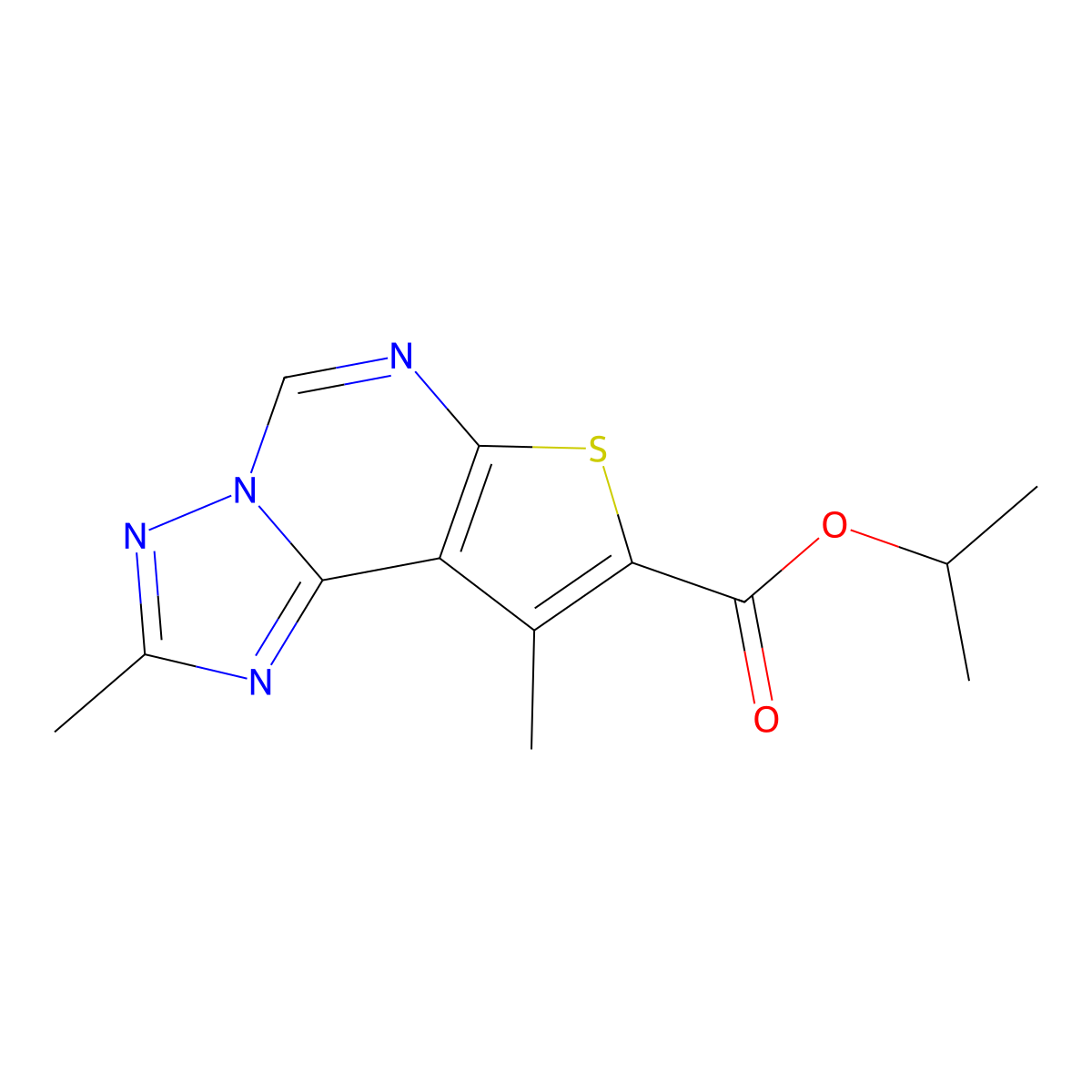 1-Methylethyl 2,9-dimethylthieno[3,2-e][1,2,4]triazolo[1,5-c]pyrimidine-8-carboxylate molecular structure, CAS 588715-61-1