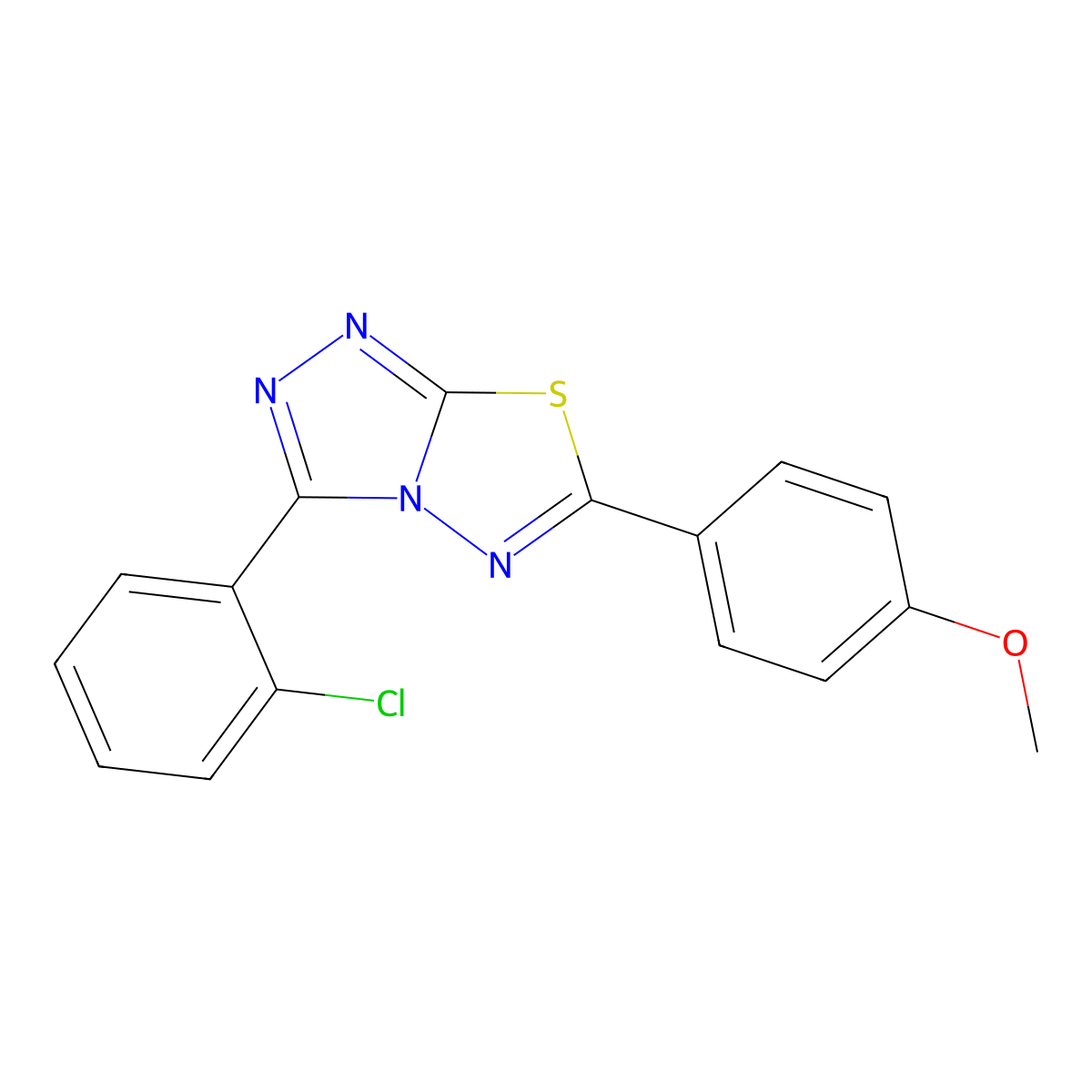 3-(2-Chlorophenyl)-6-(4-methoxyphenyl)-[1,2,4]triazolo[3,4-b][1,3,4]thiadiazole molecular structure, CAS 588719-26-0