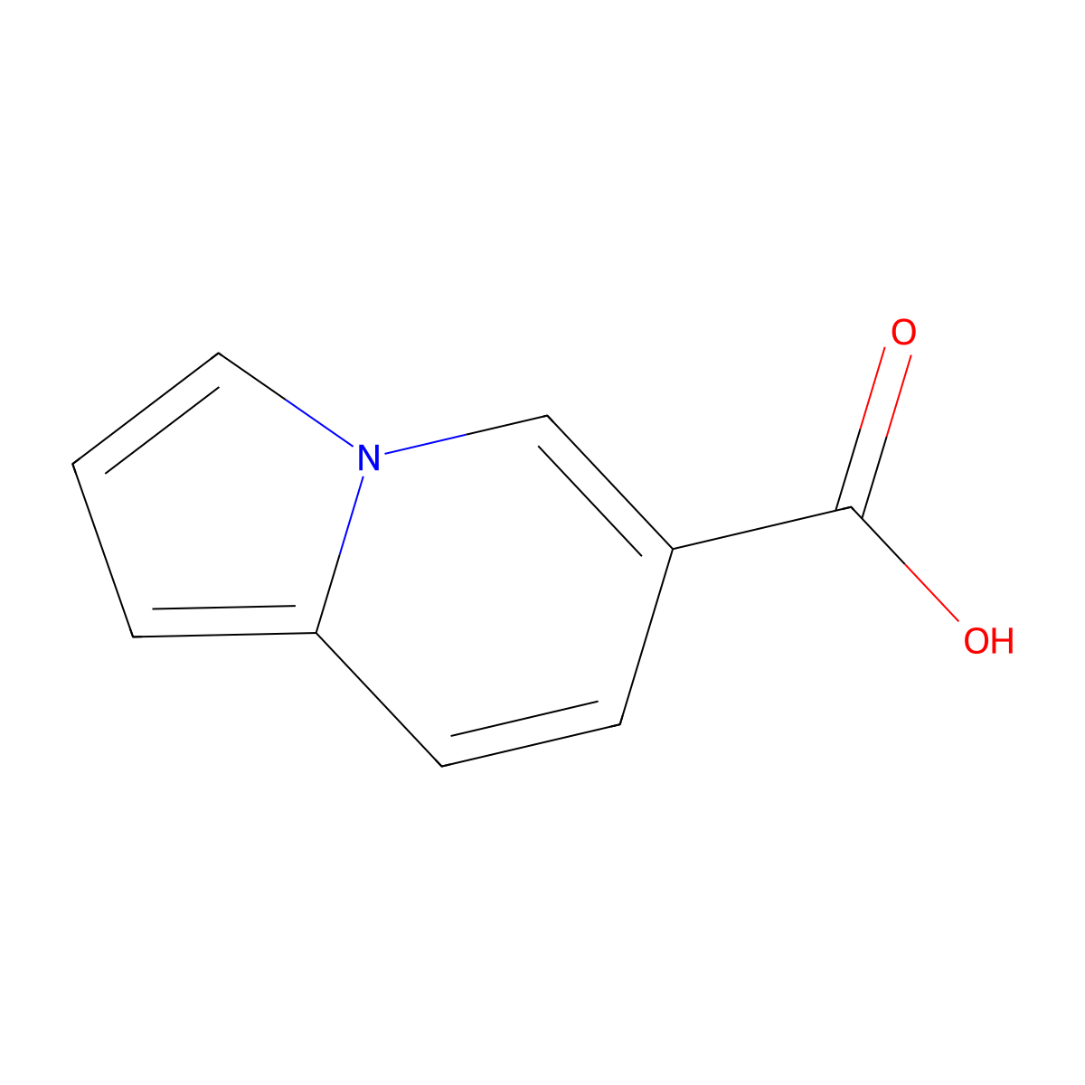 Indolizine-6-carboxylic acid molecular structure, CAS 588720-42-7