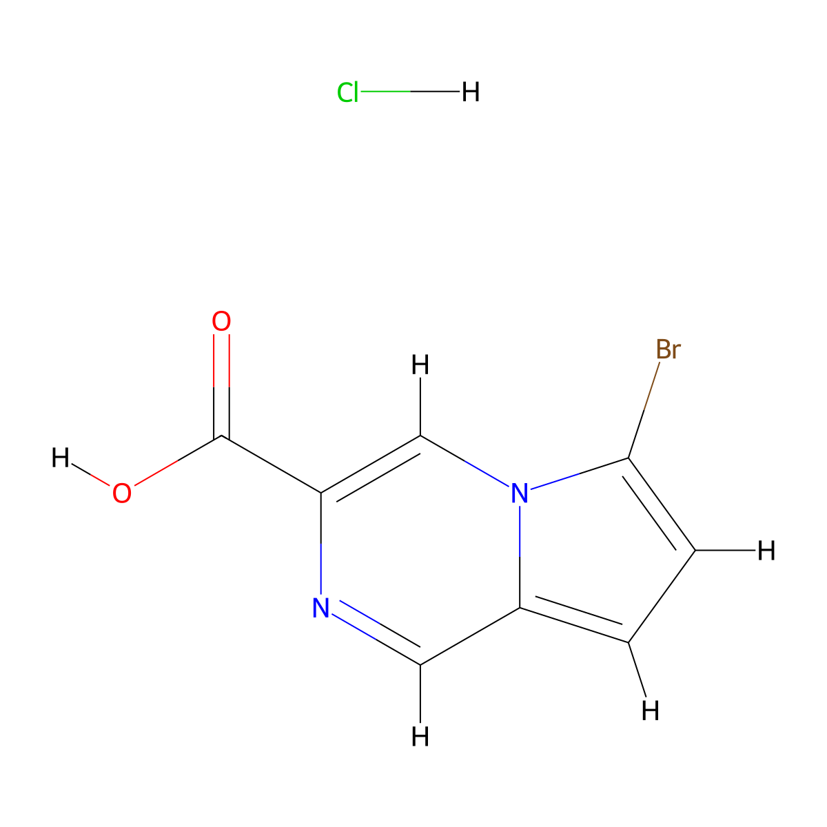 6-Bromopyrrolo(1,2-a)pyrazine-3-carboxylic acid hydrochloride molecular structure, CAS 588720-63-2