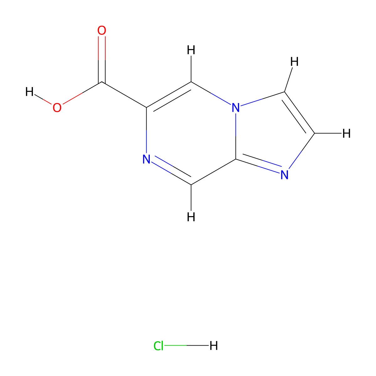 Imidazo[1,2-a]pyrazine-6-carboxylic acid hydrochloride molecular structure, CAS 588720-68-7