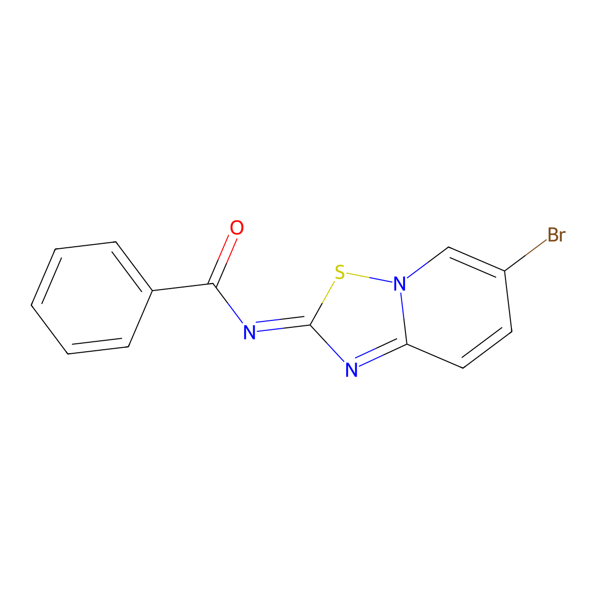 (E)-N-(6-Bromo-2H-[1,2,4]thiadiazolo[2,3-A]pyridin-2-ylidene)benzamide molecular structure, CAS 588730-06-7