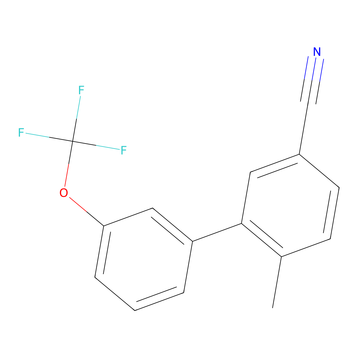 6-Methyl-3'-(trifluoromethoxy)-[1,1'-biphenyl]-3-carbonitrile molecular structure, CAS 588731-36-6