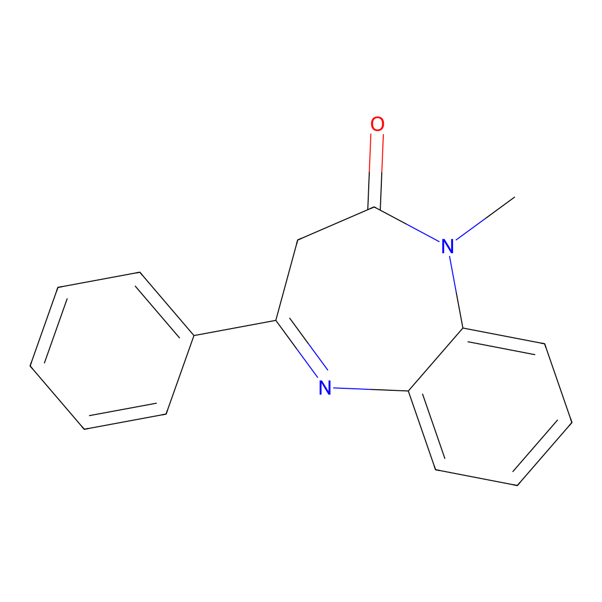 2H-1,5-Benzodiazepin-2-one, 1,3-dihydro-1-methyl-4-phenyl- molecular structure, CAS 58876-61-2