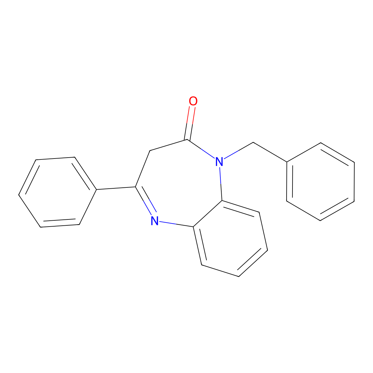 1-benzyl-4-phenyl-1,3-dihydro-2H-1,5-benzodiazepin-2-one molecular structure, CAS 58876-62-3