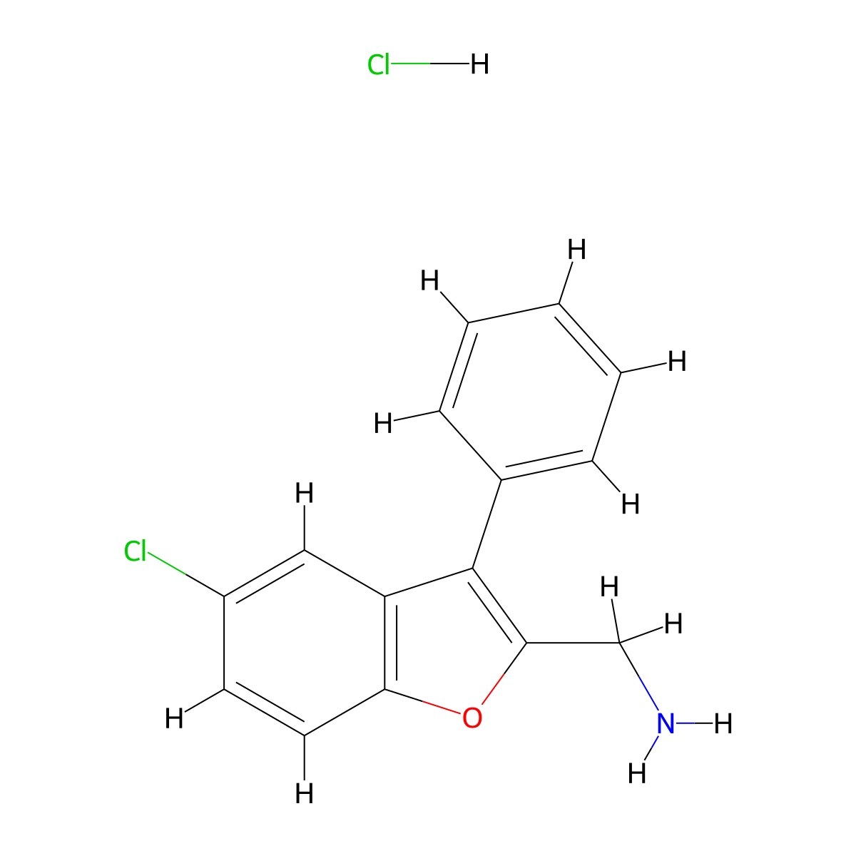 (5-Chloro-3-phenyl-1-benzofuran-2-yl)methanamine hydrochloride molecular structure, CAS 58878-40-3