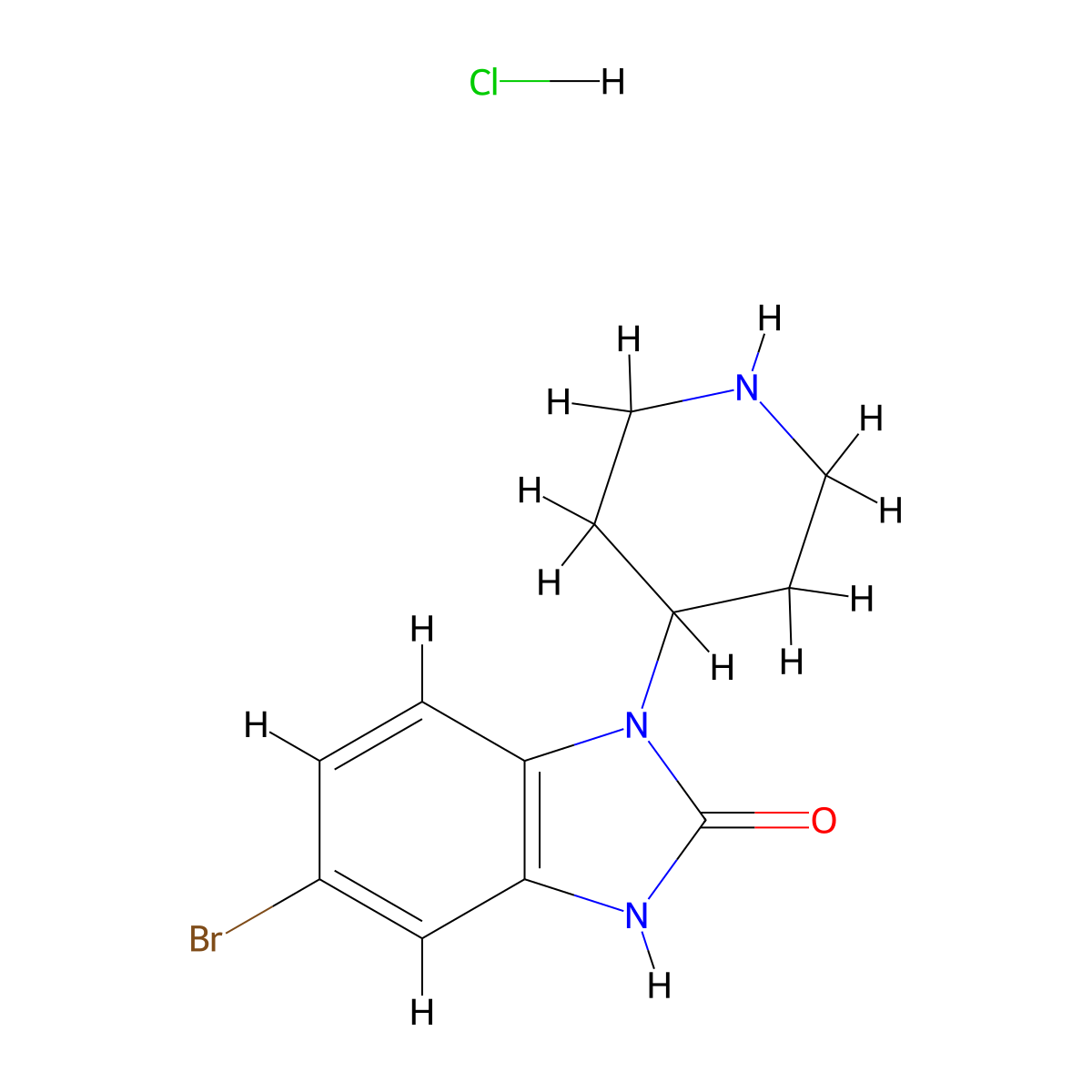 5-Bromo-1-(piperidin-4-yl)-1H-benzo[d]imidazol-2(3H)-one HCl molecular structure, CAS 58878-84-5