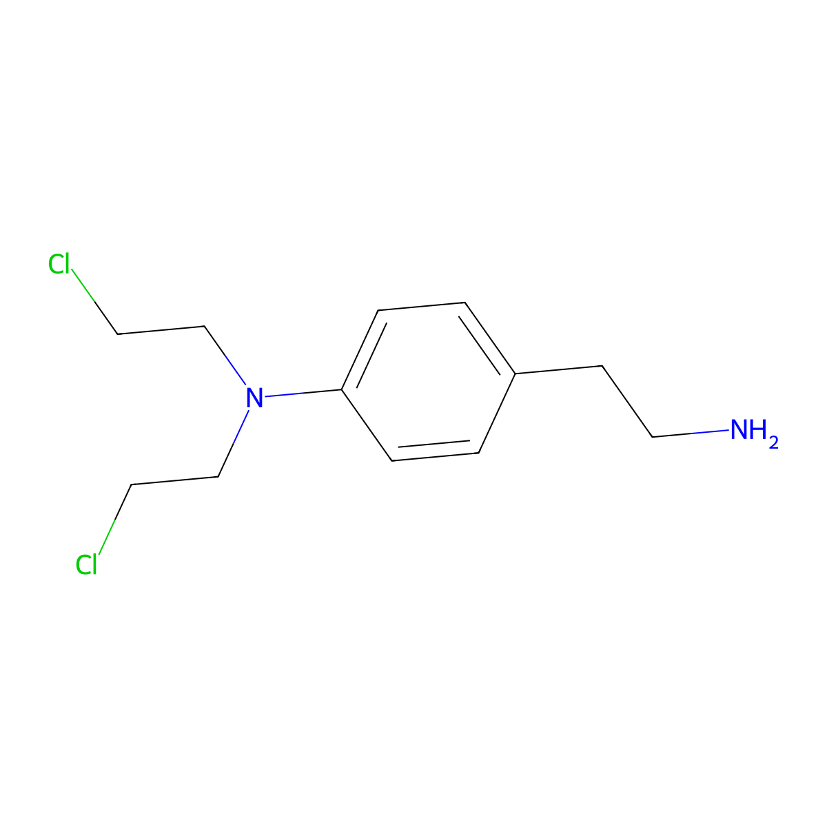 4-(Bis(2-chloroethyl)amino)benzeneethanamine molecular structure, CAS 58880-18-5