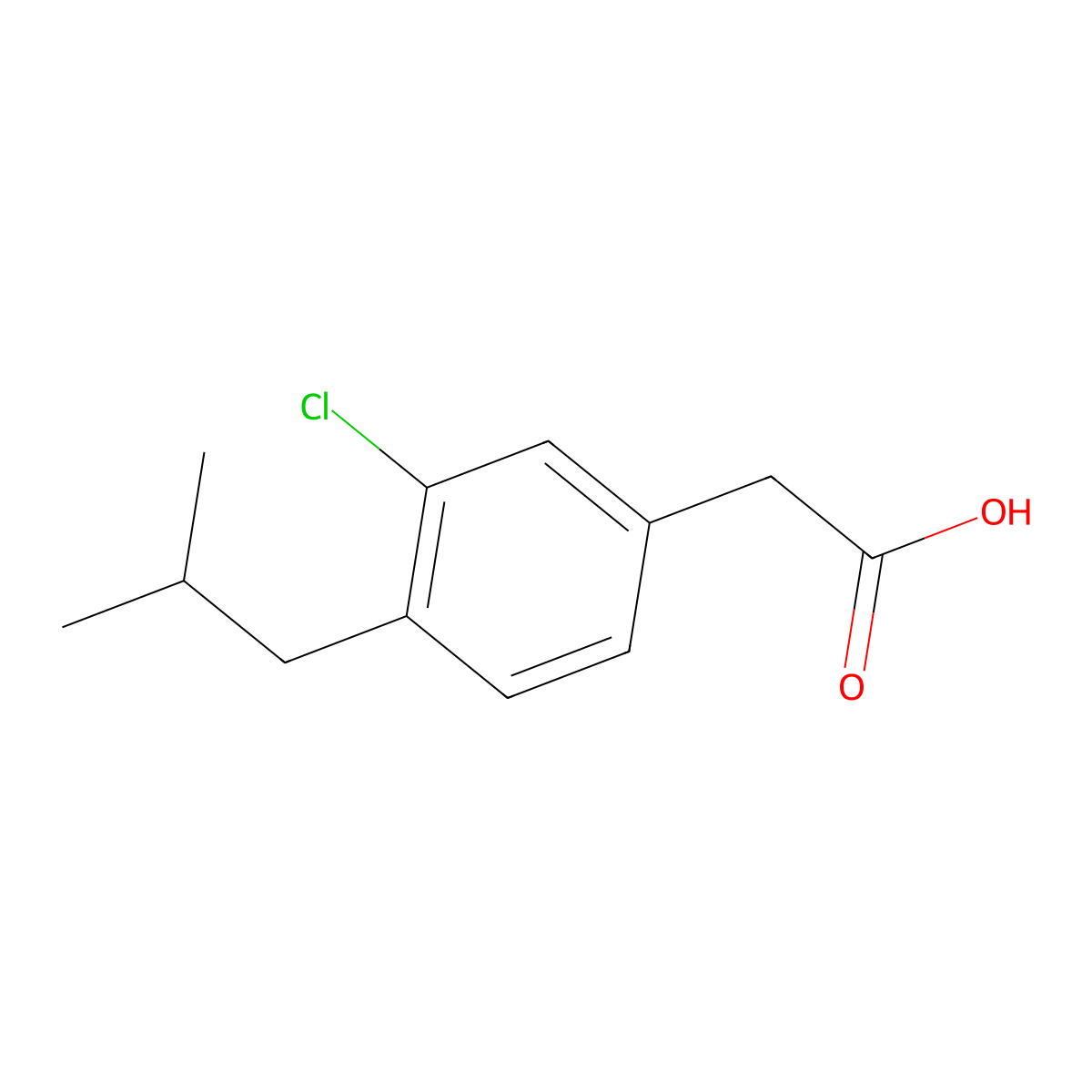 Acetic acid, (3-chloro-4-isobutylphenyl)- molecular structure, CAS 58880-42-5