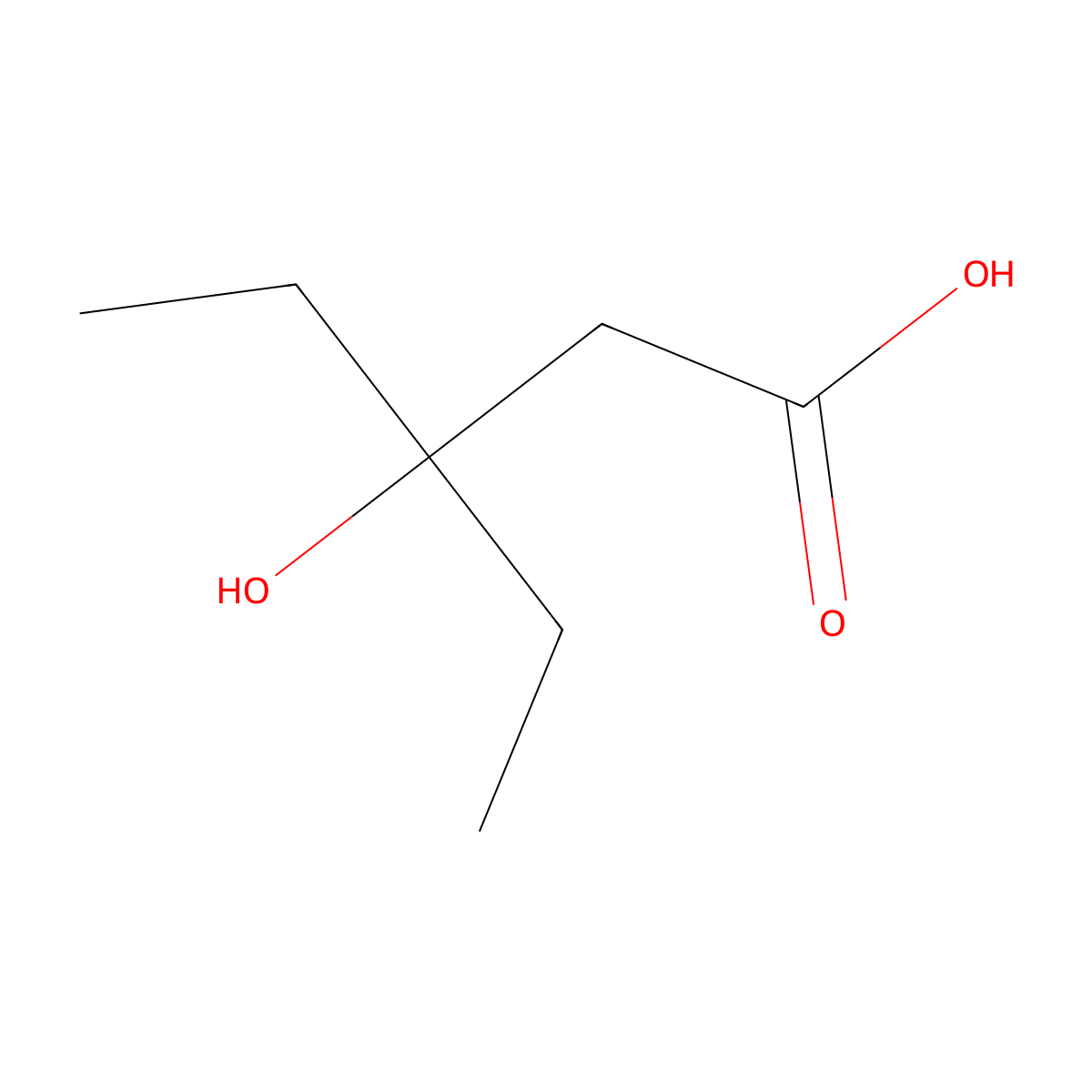 3-Ethyl-3-hydroxypentanoic acid molecular structure, CAS 58888-77-0