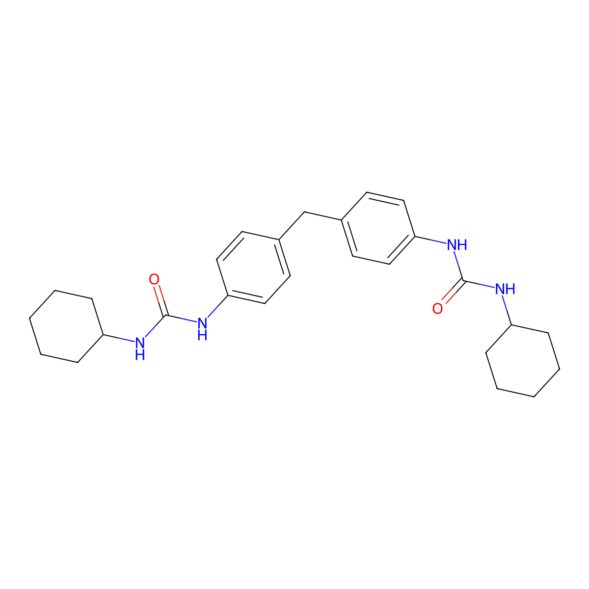 3,3'-Dicyclohexyl-1,1'-methylenebis(4,1-phenylene)diurea molecular structure, CAS 58890-25-8