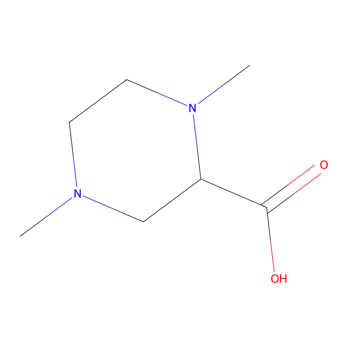 1,4-Dimethylpiperazine-2-carboxylic acid molecular structure, CAS 58895-88-8