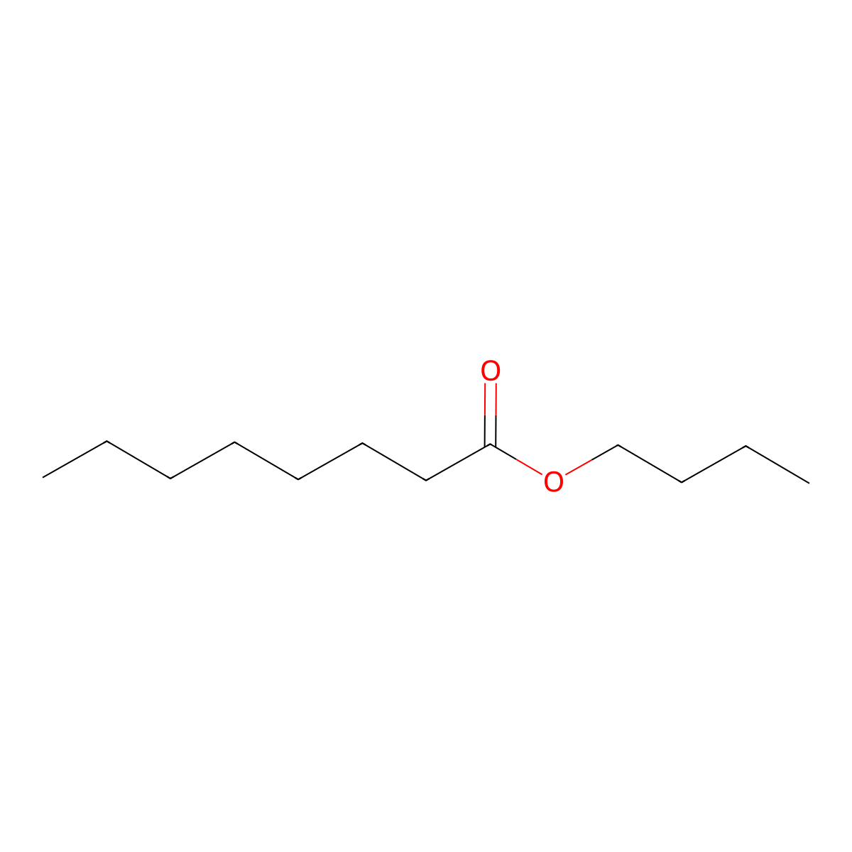 Butyl octanoate molecular structure, CAS 589-75-3