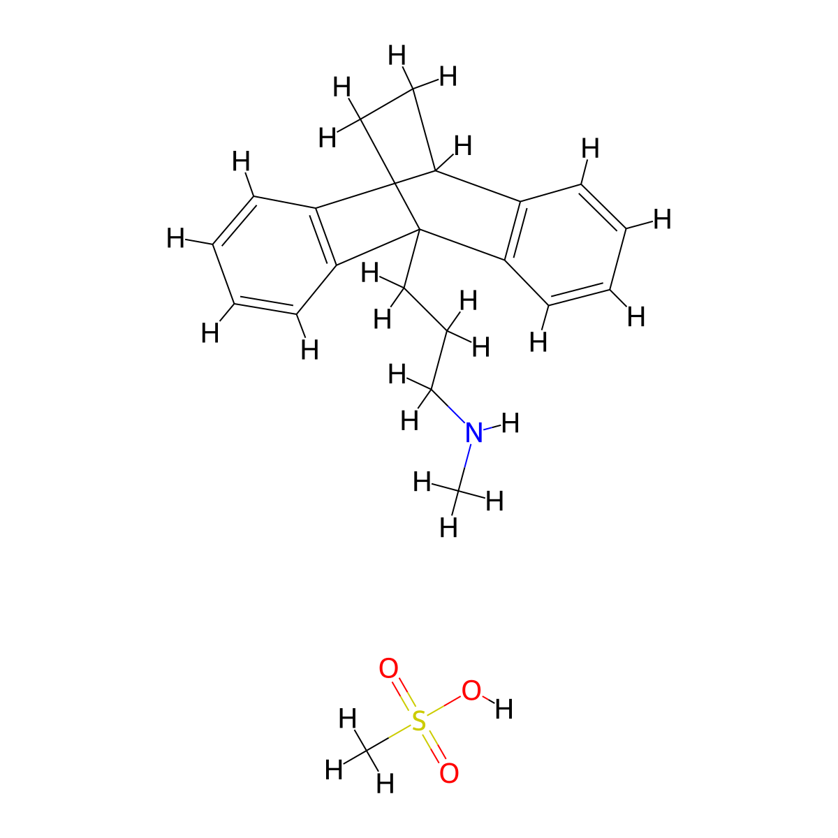 9,10-Ethanoanthracene-9(10H)-propanamine, N-methyl-, methanesulfonate (1:1) molecular structure, CAS 58902-67-3
