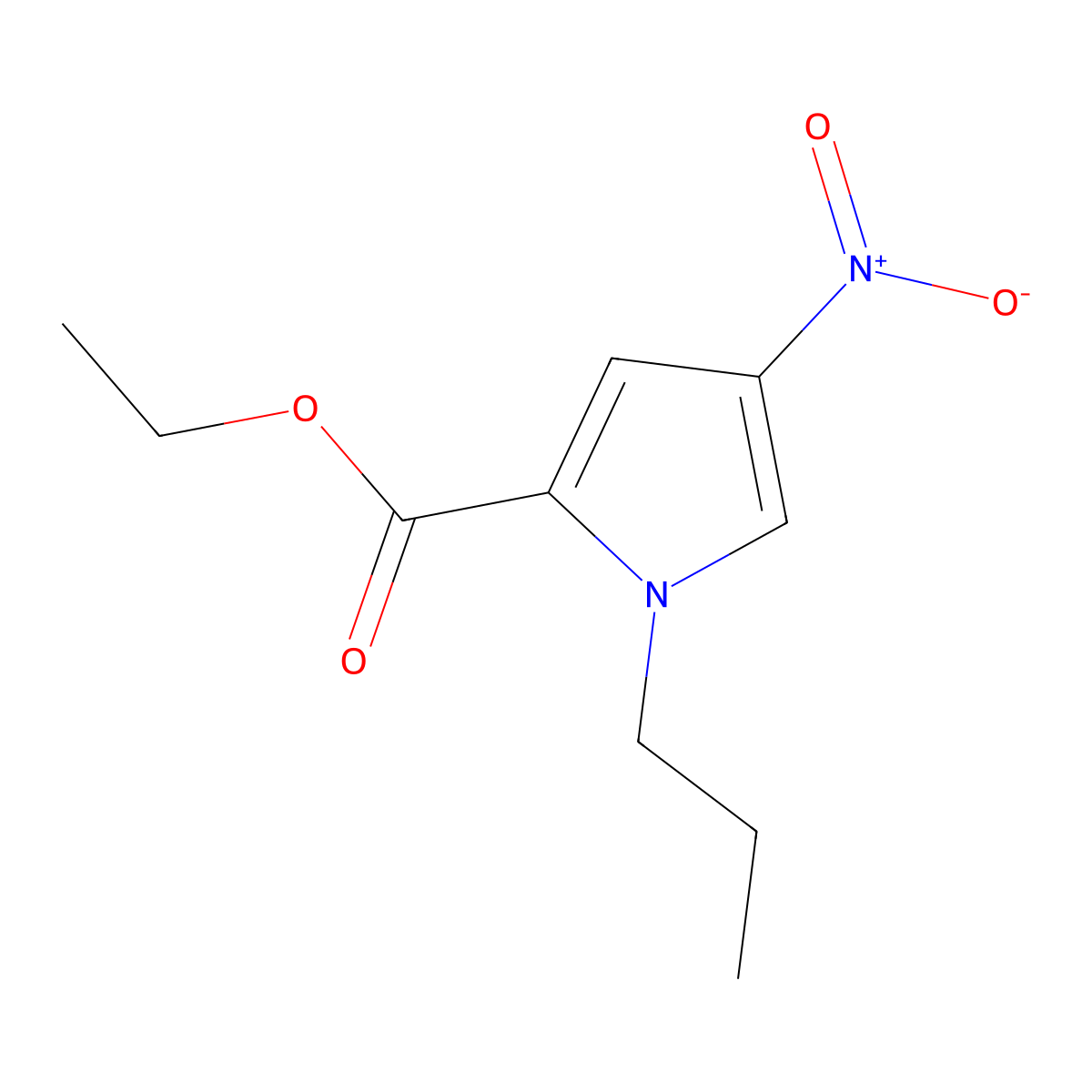1H-Pyrrole-2-carboxylic acid, 4-nitro-1-propyl-, ethyl ester molecular structure, CAS 58902-77-5