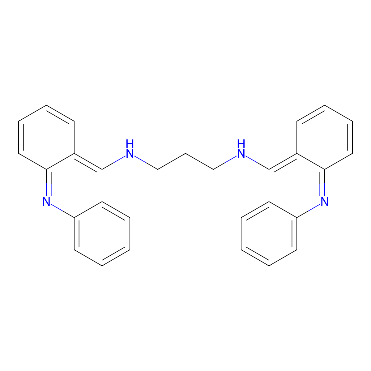 Acridine, 9.9'-trimethylenedi(imino)bis- molecular structure, CAS 58903-57-4