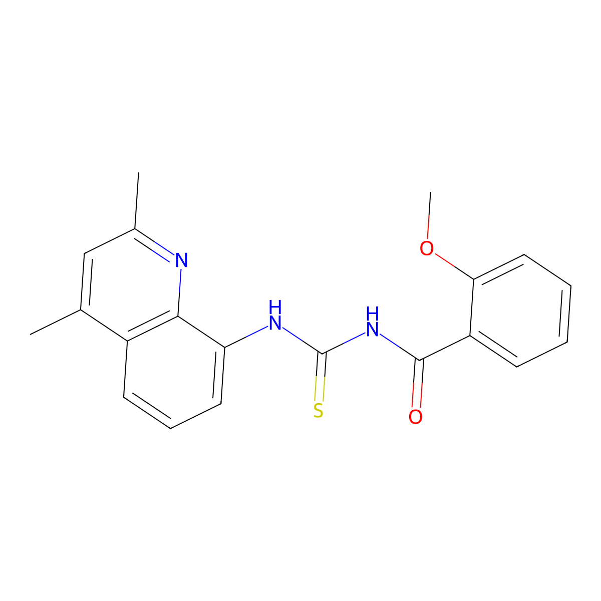 N-[(2,4-dimethylquinolin-8-yl)carbamothioyl]-2-methoxybenzamide molecular structure, CAS 5891-73-6
