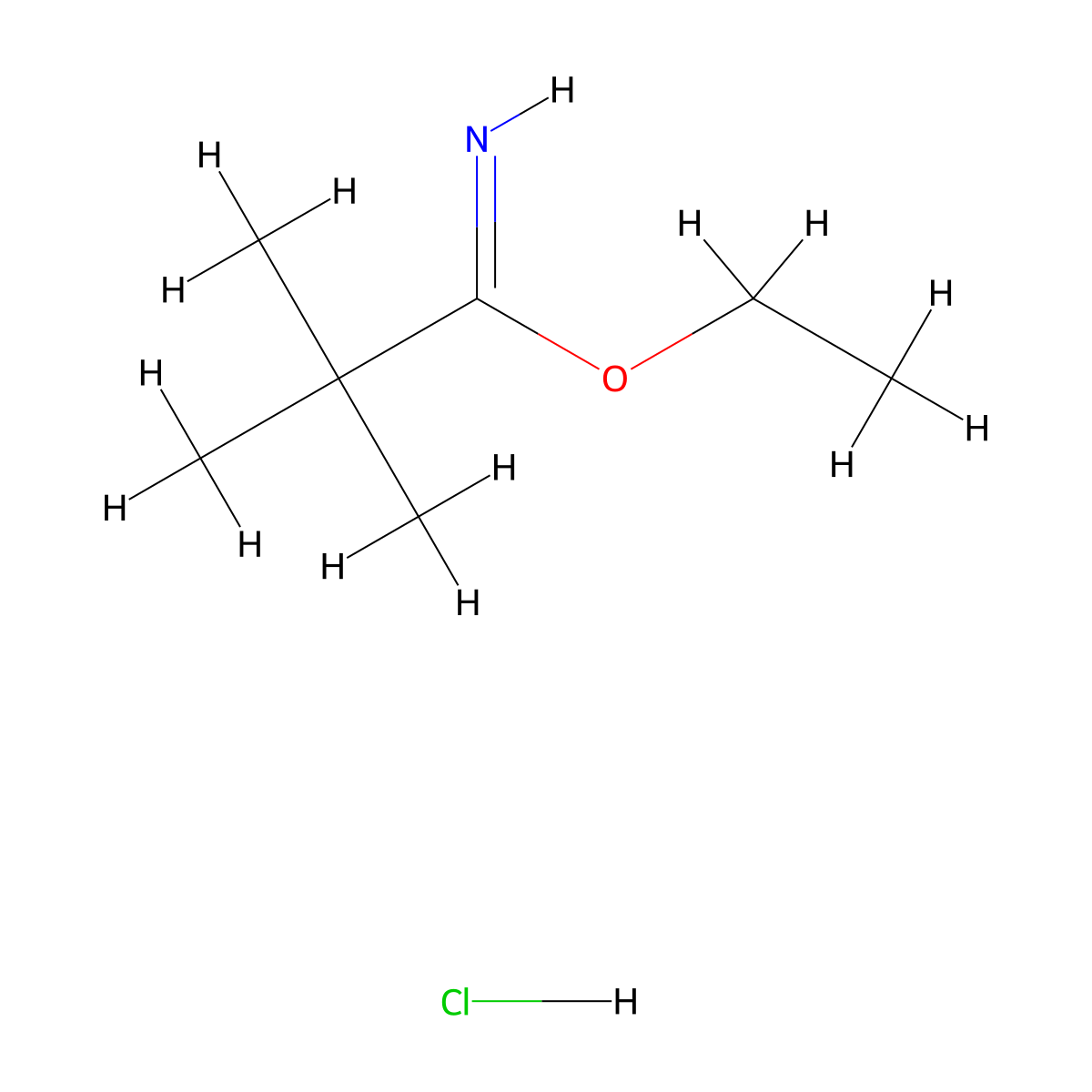 Propanimidic acid, 2,2-dimethyl-, ethyl ester, hydrochloride molecular structure, CAS 58910-26-2