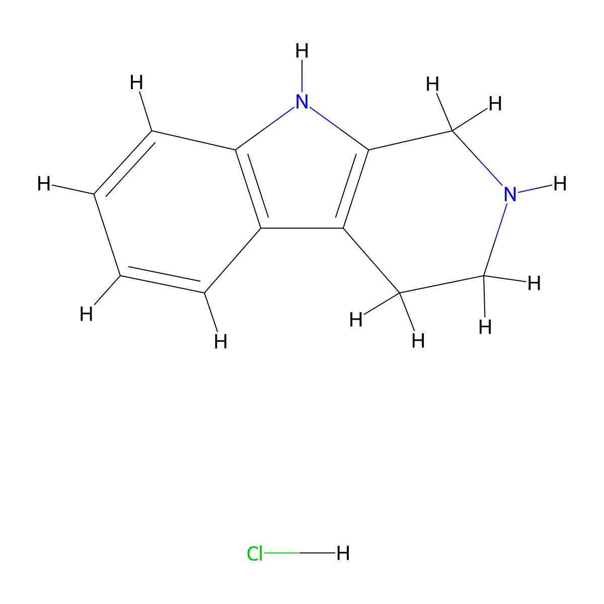 2,3,4,9-tetrahydro-1H-pyrido(3,4-b)indole hydrochloride molecular structure, CAS 58911-02-7