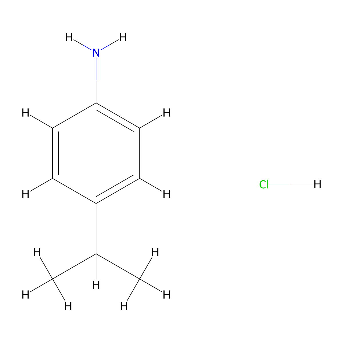 Cumidine hydrochloride molecular structure, CAS 5892-70-6