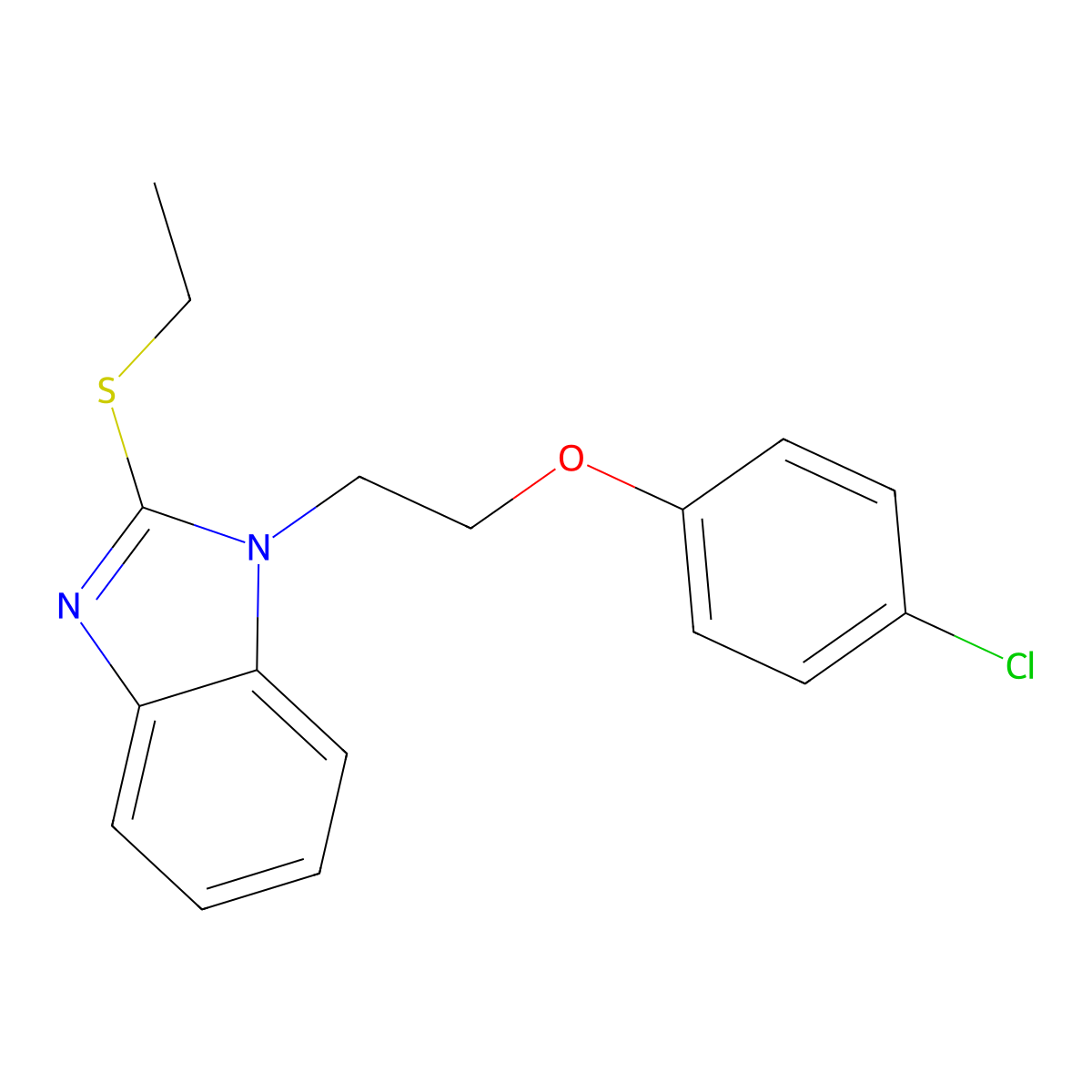 1h-Benzimidazole, 1-[2-(4-chlorophenoxy)ethyl]-2-(ethylthio)- molecular structure, CAS 5892-89-7