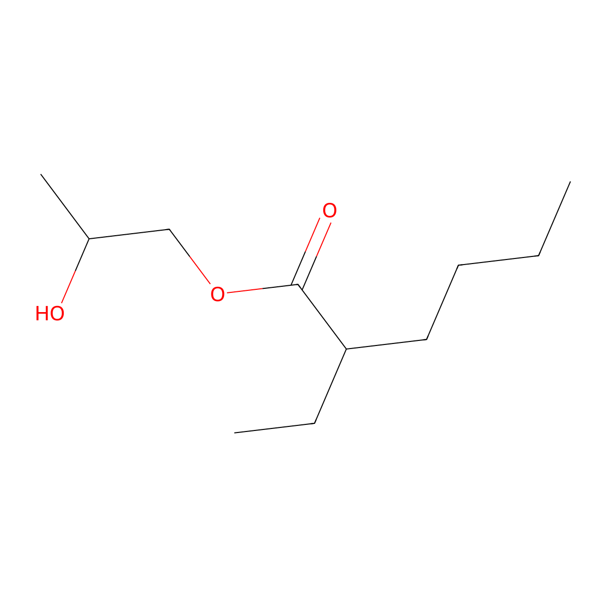 Hexanoic acid, 2-ethyl-, 2-hydroxypropyl ester molecular structure, CAS 58921-10-1