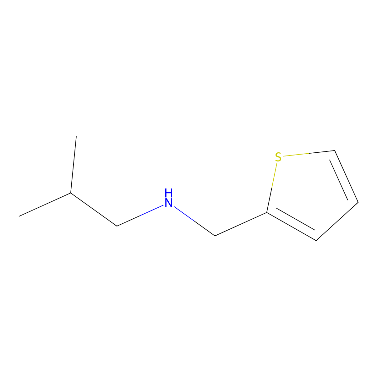 2-methyl-N-(thiophen-2-ylmethyl)propan-1-amine molecular structure, CAS 58924-52-0