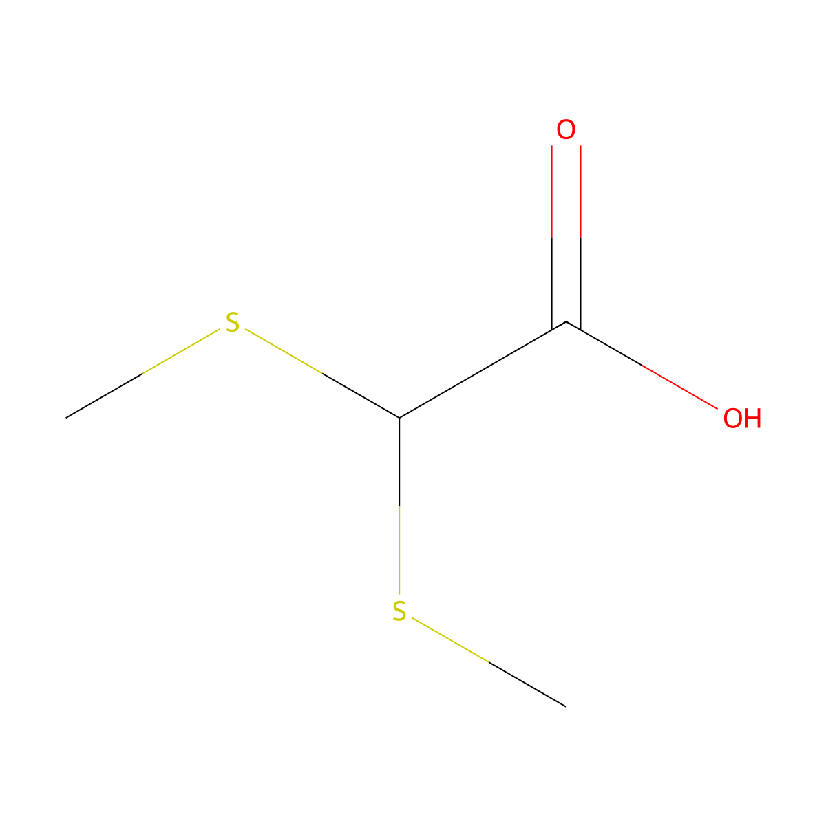 2,2-Bis(methylsulfanyl)aceticacid molecular structure, CAS 58925-98-7