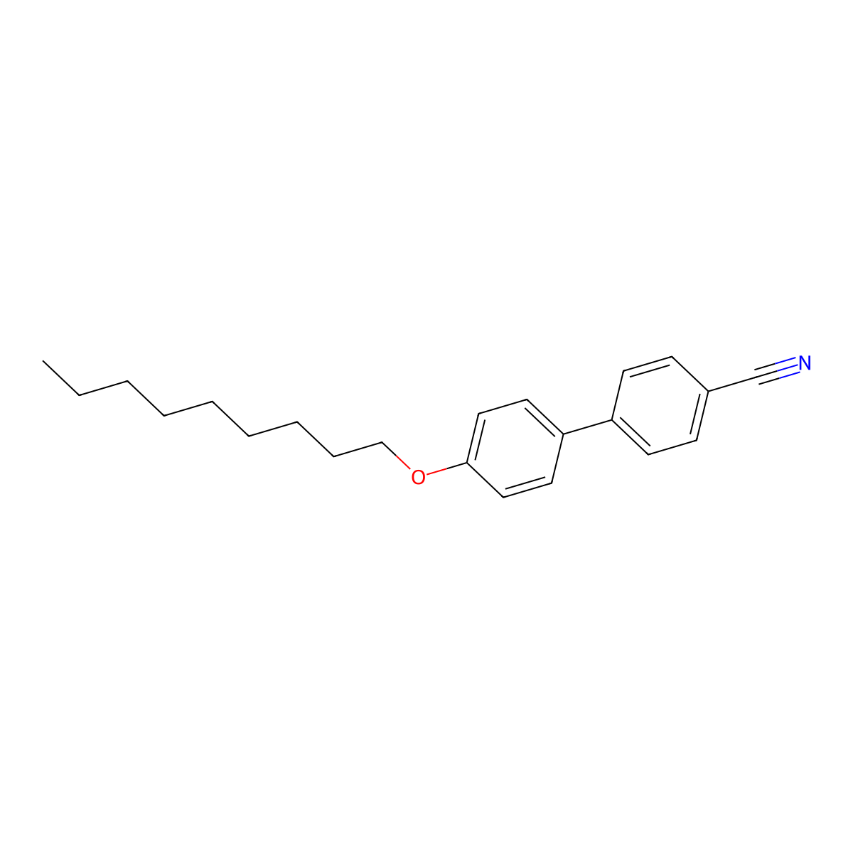 (1,1'-Biphenyl)-4-carbonitrile, 4'-(nonyloxy)- molecular structure, CAS 58932-13-1